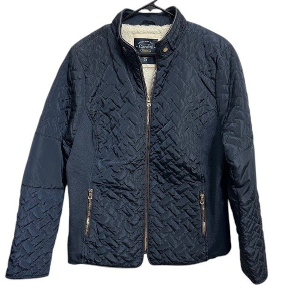Cavalini Classics Quilted Jacket Women's Full Zip Pockets Elbow Patches Sz‎ 2X